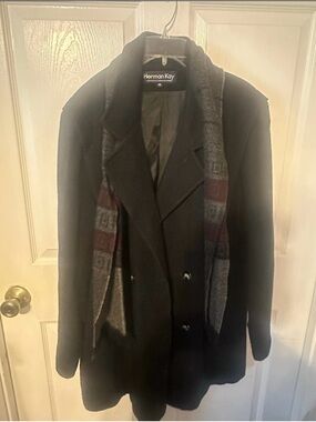 Herman Kay Women's Black Double-Breasted Pea Coat